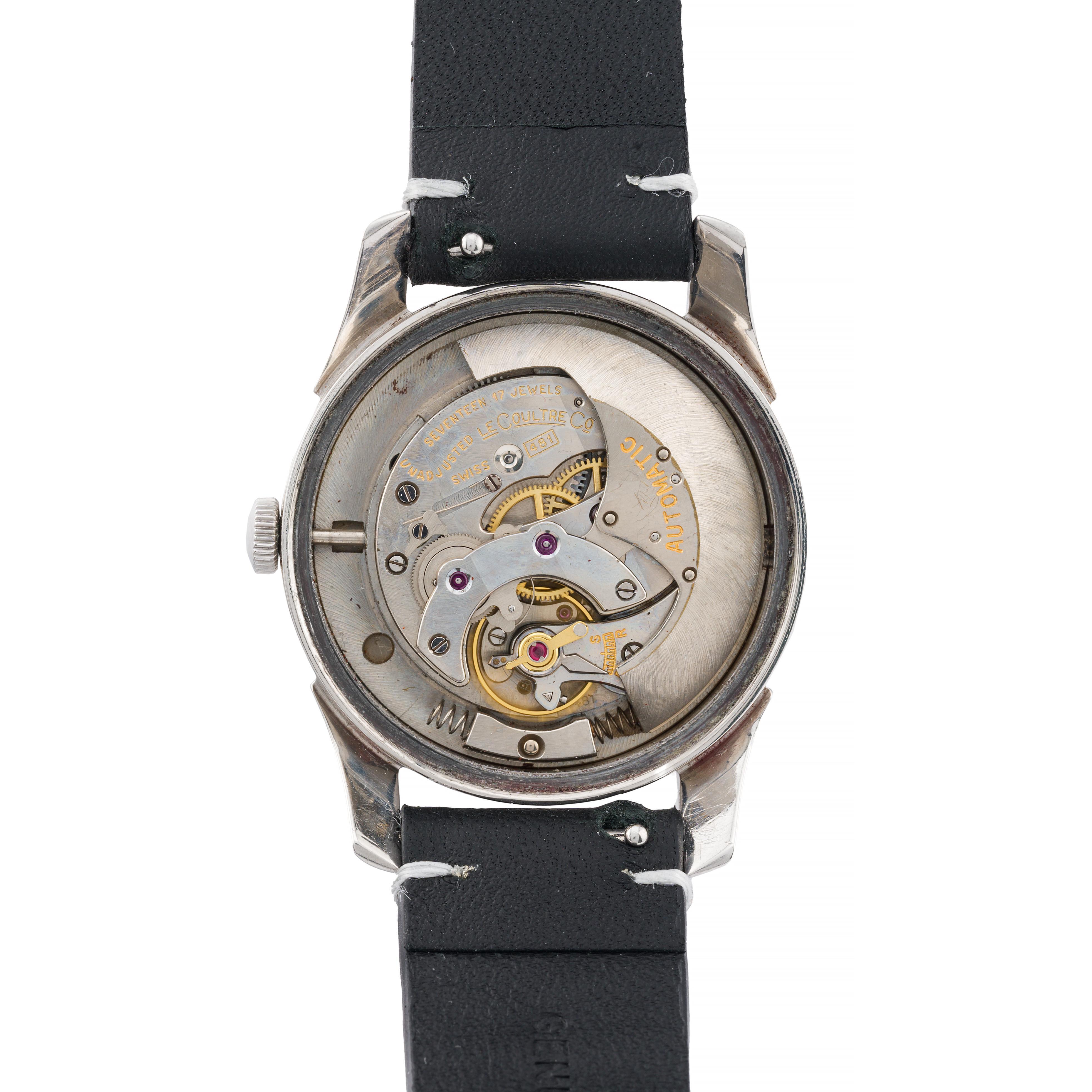 Vintage Jaegar LeCoultre Power Matic Stainless Steel Wrist Watch Circa 1955 For Sale 4