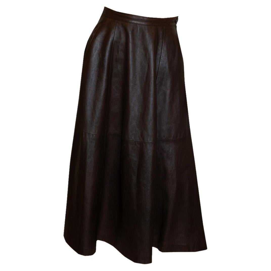 Vintage Jaeger Brown Leather Skirt