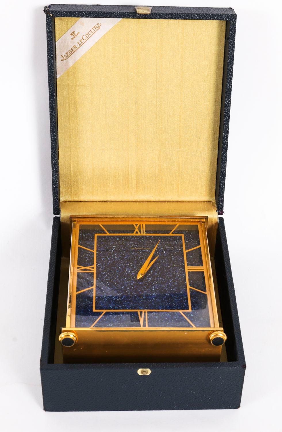 Jaeger le Coultre Lapis Lazuli Mantel Clock d'epoca 20° Secolo in vendita 9