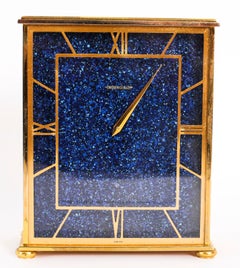 Jaeger le Coultre Lapis Lazuli Mantel Clock d'epoca 20° Secolo