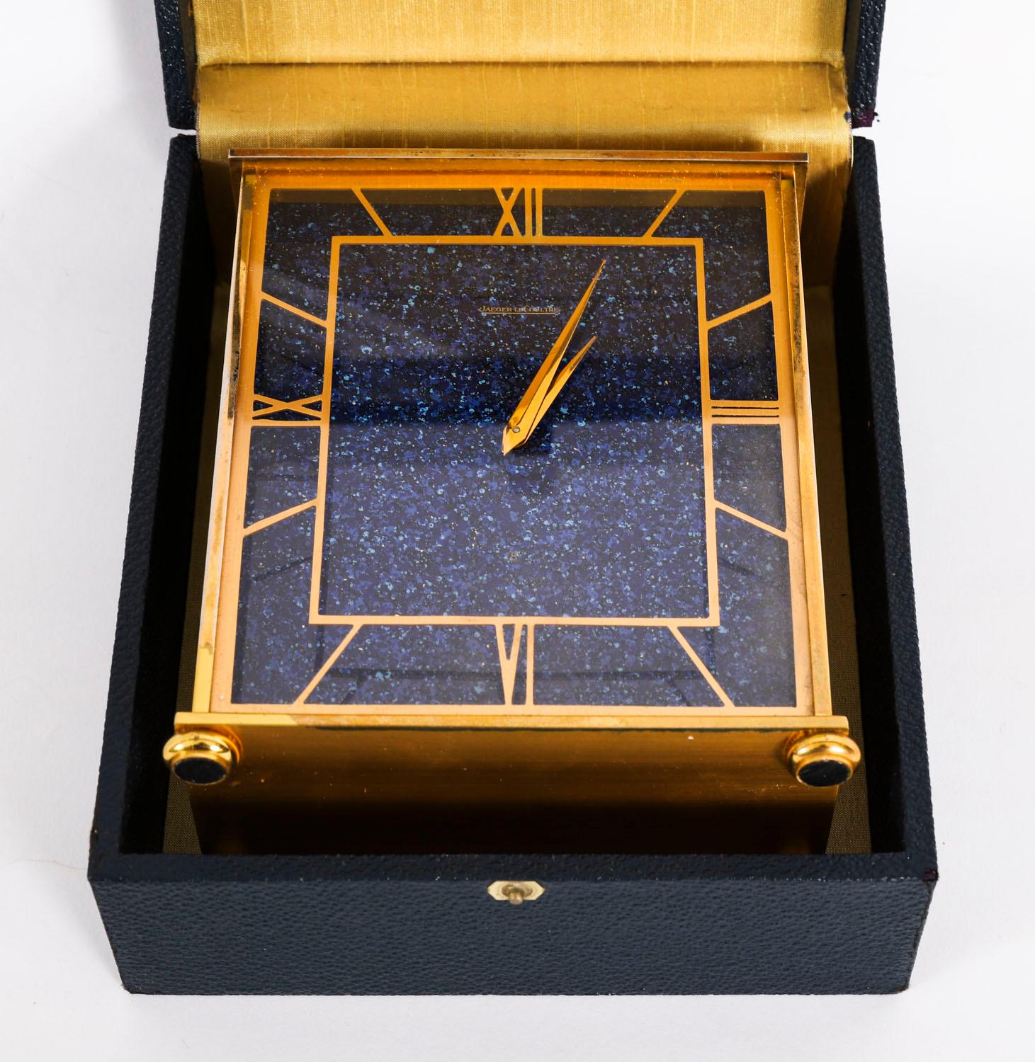 Jaeger le Coultre Lapis Lazuli Mantel Clock d'epoca 20° Secolo In condizioni buone in vendita a London, GB