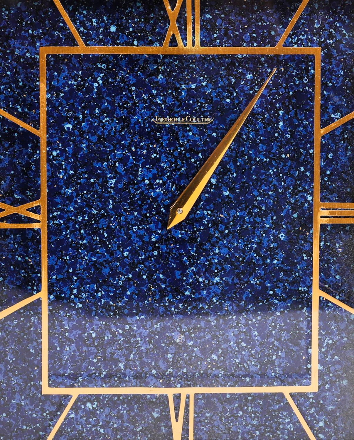 Ottone Jaeger le Coultre Lapis Lazuli Mantel Clock d'epoca 20° Secolo in vendita