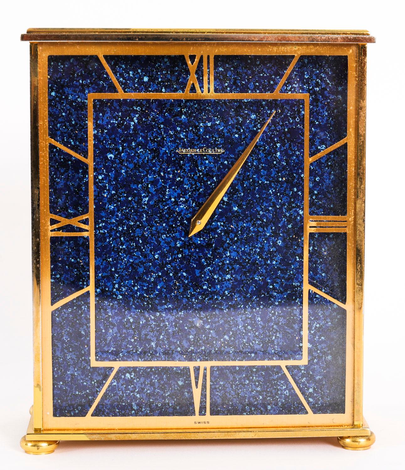 Jaeger le Coultre Lapis Lazuli Mantel Clock d'epoca 20° Secolo in vendita 2