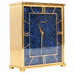 Vintage Jaeger le Coultre Lapis Lazuli Mantel Clock 20th Century