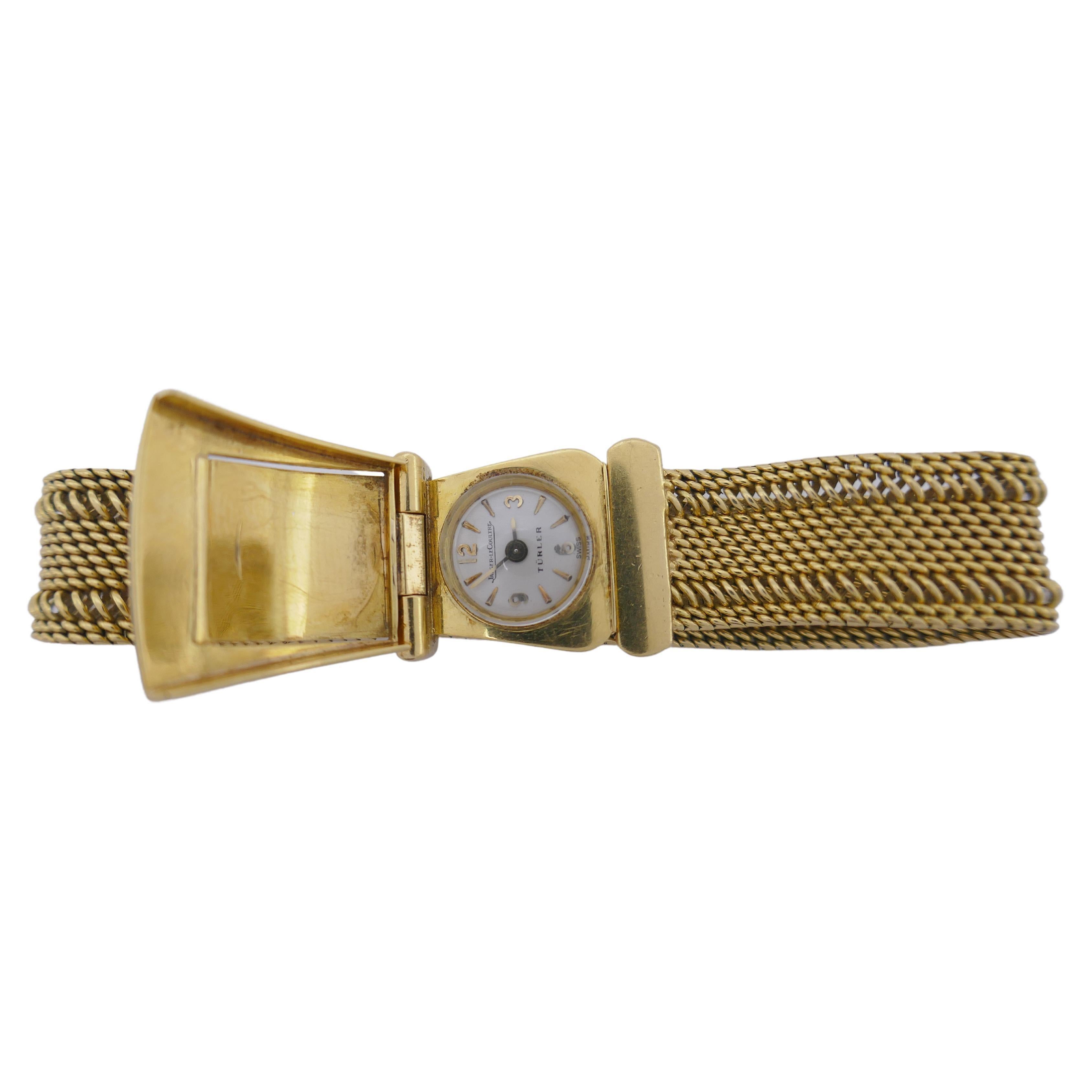 Vintage Jaeger-LeCoultre Türler Gold Mesh Wristwatch Bracelet 4