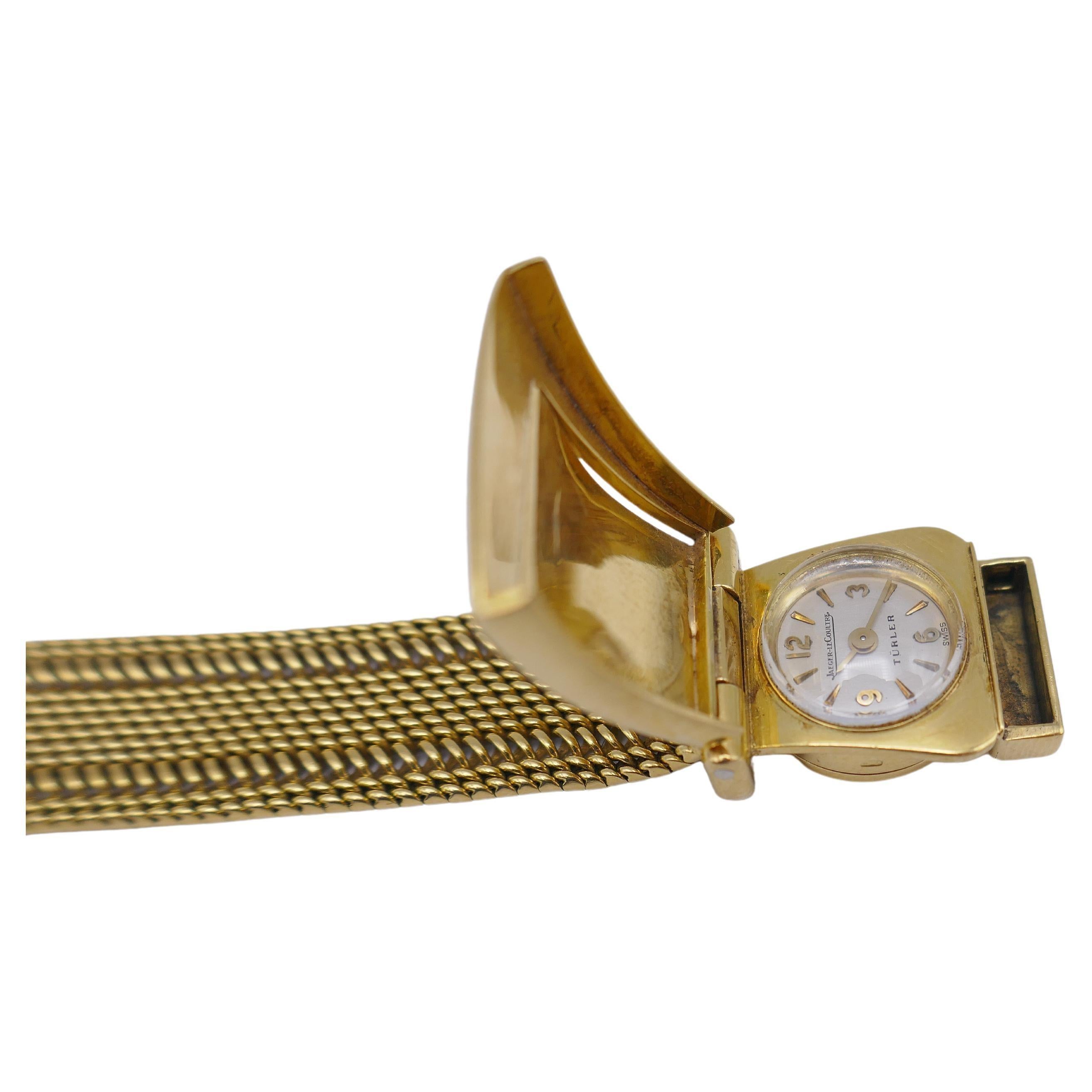 Vintage Jaeger-LeCoultre Türler Gold Mesh Wristwatch Bracelet 5