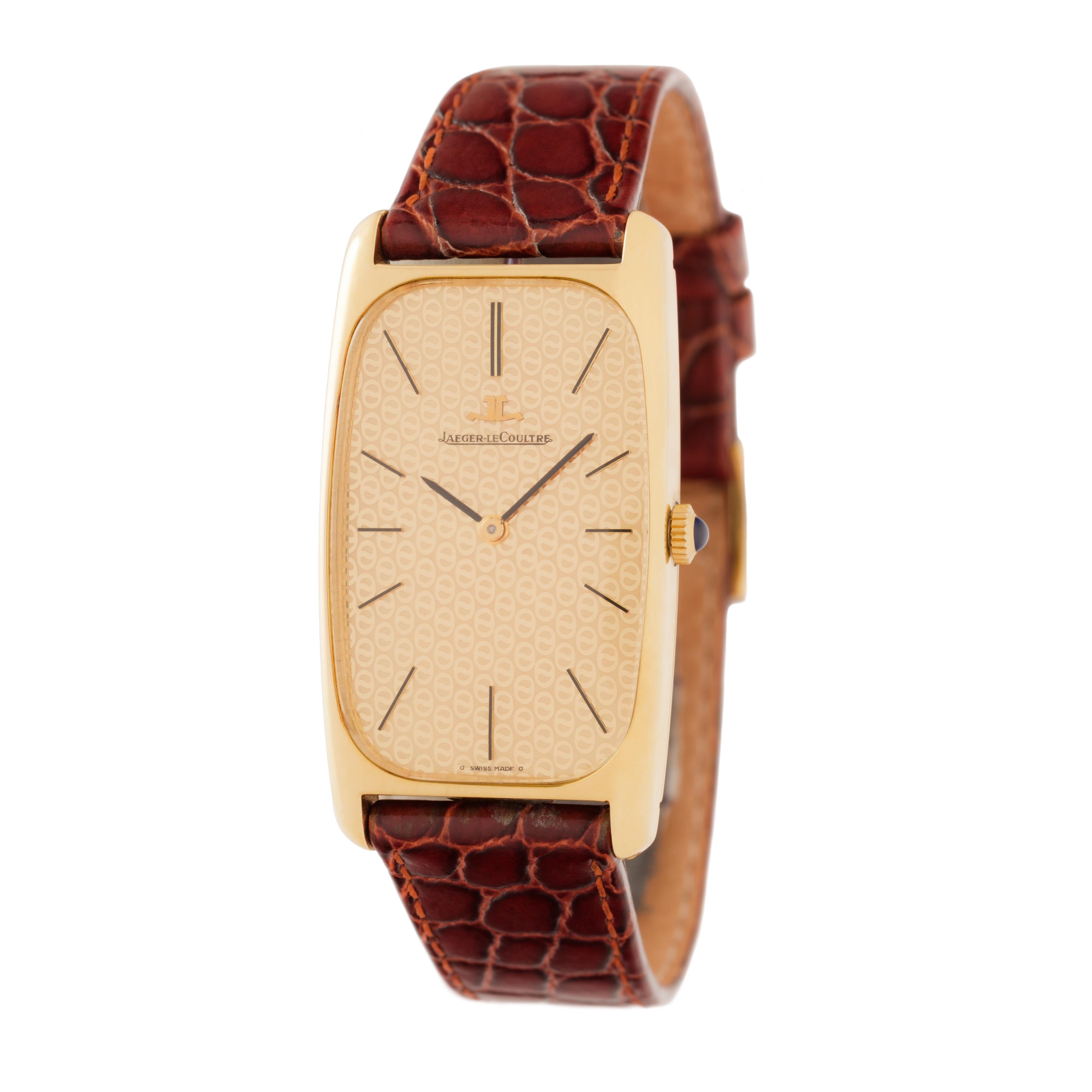 Modern Vintage Jaeger LeCoultre 18 Karat Tank Model 9107.21 Rare Manual Wind Watch For Sale