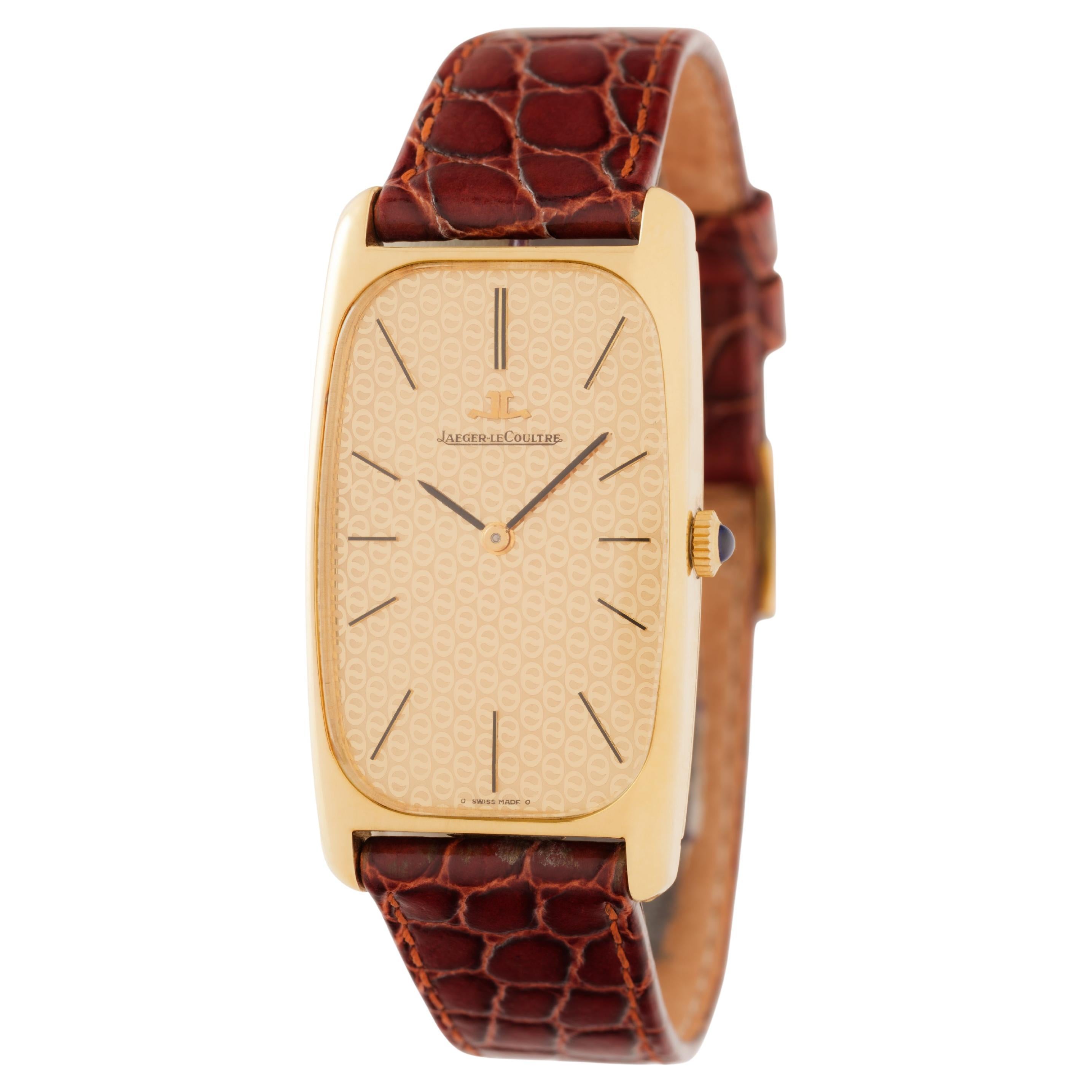 Vintage Jaeger LeCoultre 18 Karat Tank Model 9107.21 Rare Manual Wind Watch For Sale