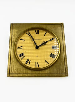 Reloj de escritorio vintage de latón de Jaeger-LeCoultre, Suiza, hacia 1960