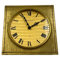 Reloj de escritorio vintage de latón de Jaeger-LeCoultre, Suiza, hacia 1960