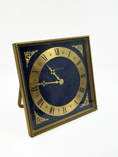 Vintage Jaeger-LeCoultre Desk Clock, Blue and Gold, Switzerland, circa 1970