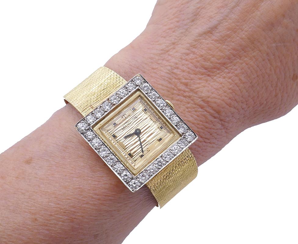 Vintage Jaeger-LeCoultre Diamond 14k Gold Lady's Wristwatch Bracelet 5