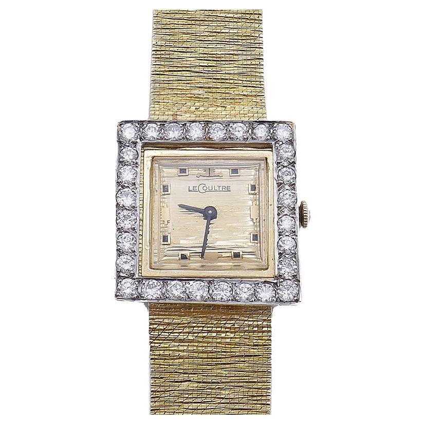 Vintage Jaeger-LeCoultre Diamond 14k Gold Lady's Wristwatch Bracelet