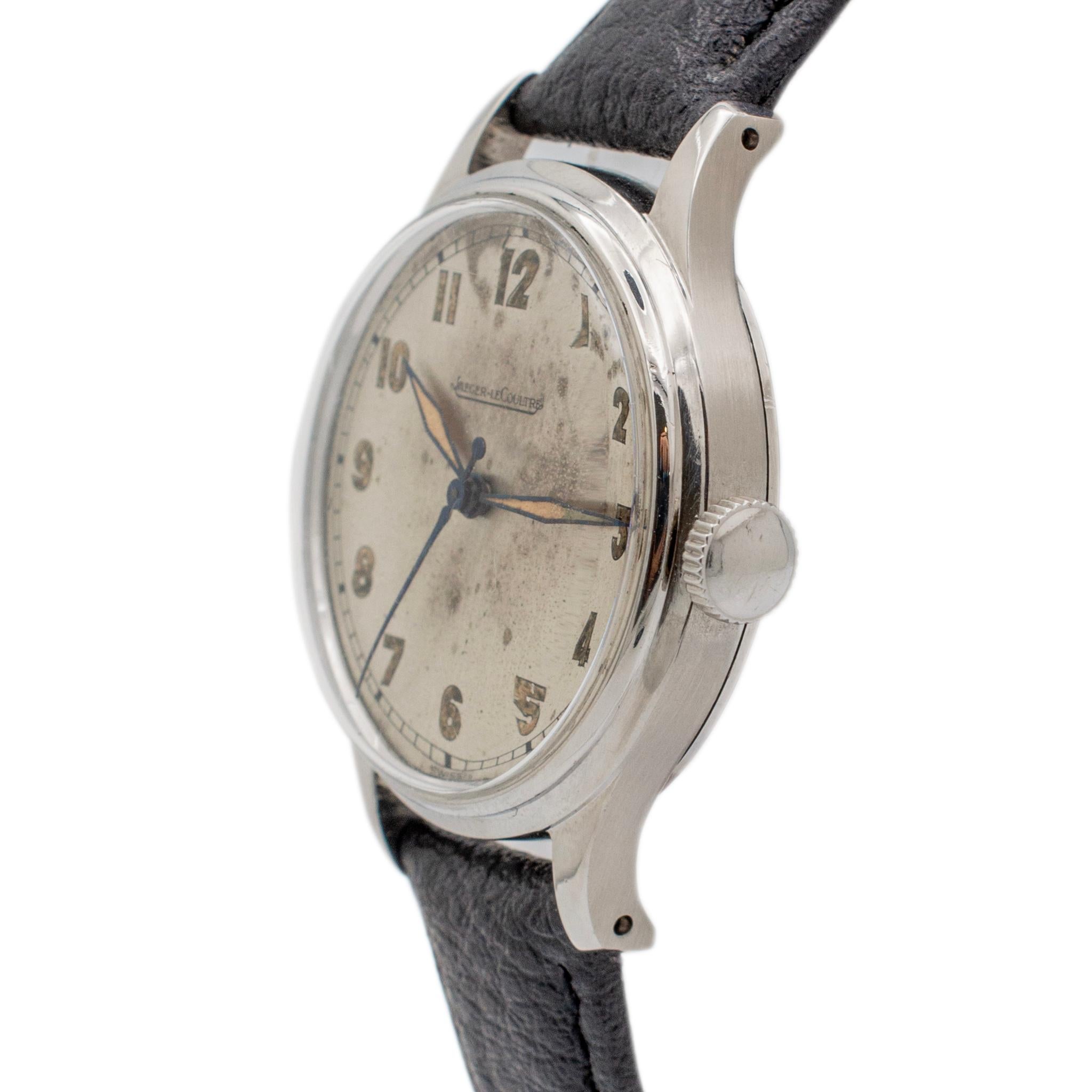 Vintage Jaeger Lecoultre P478 33MM Stainless Steel Manual Winding Military Watch In Good Condition In Houston, TX