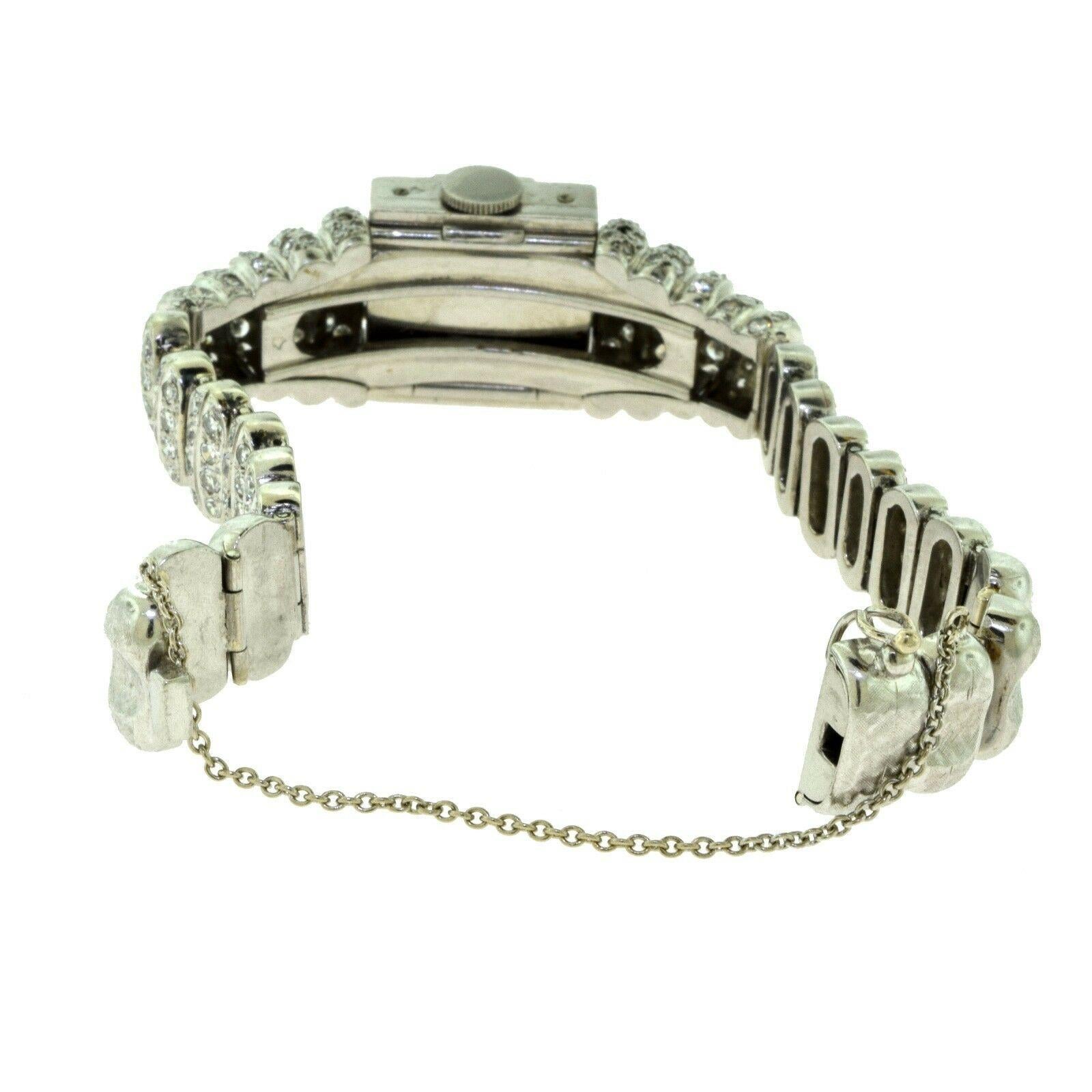 Women's or Men's Vintage Jaeger-LeCoultre Platinum Diamond-Set Bracelet Watch