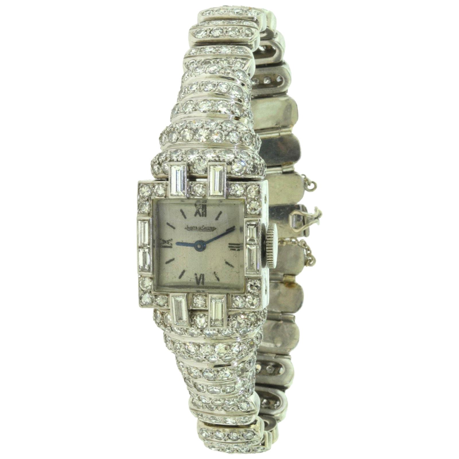 Vintage Jaeger-LeCoultre Platinum Diamond-Set Bracelet Watch