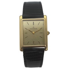Vintage Jaeger-LeCoultre Rectangular Dress Watch 18K Yellow Gold Textured Dial