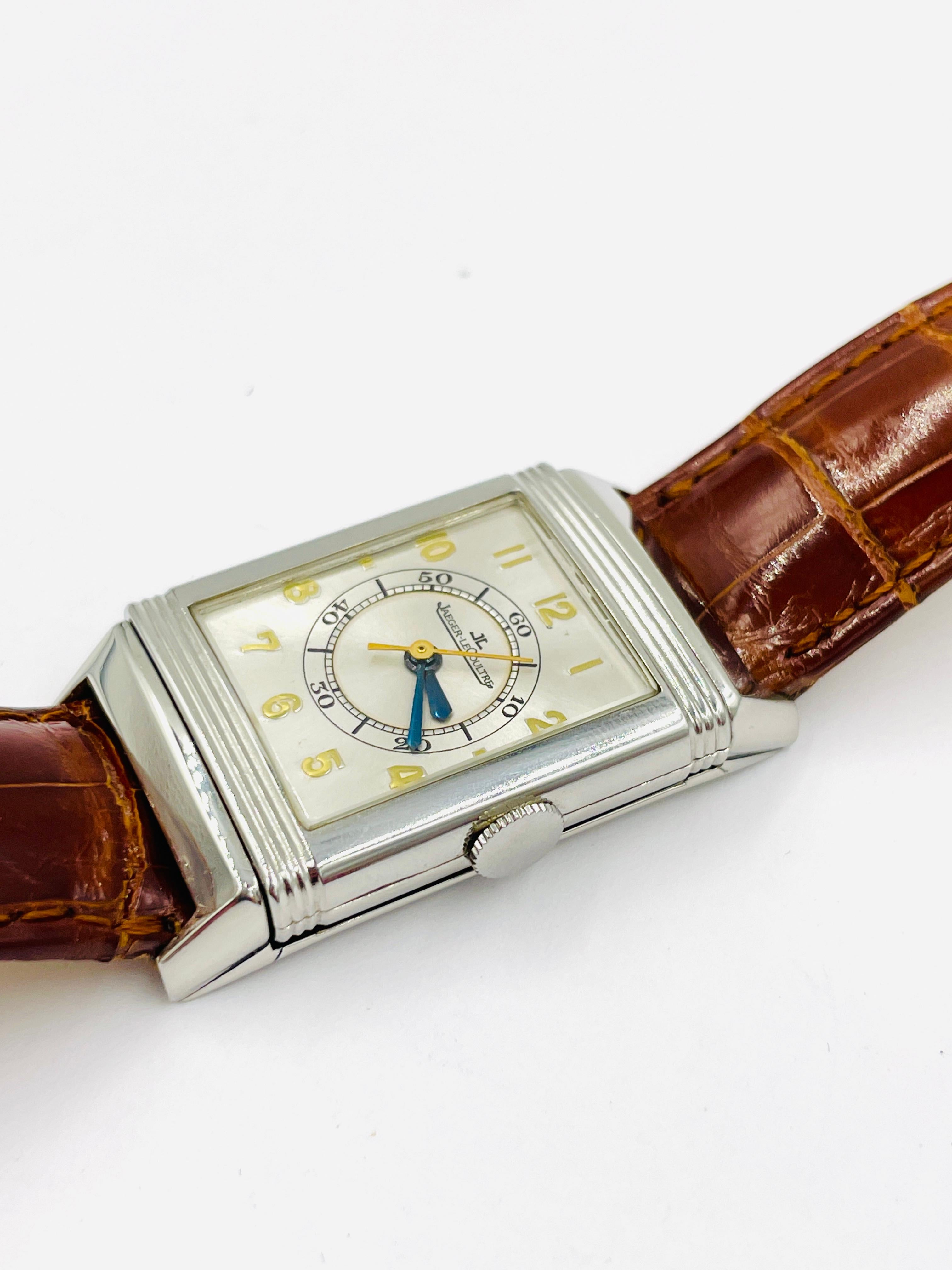 Jaeger LeCoultre Reverso Stahlarmbanduhr, Vintage (Modernistisch)