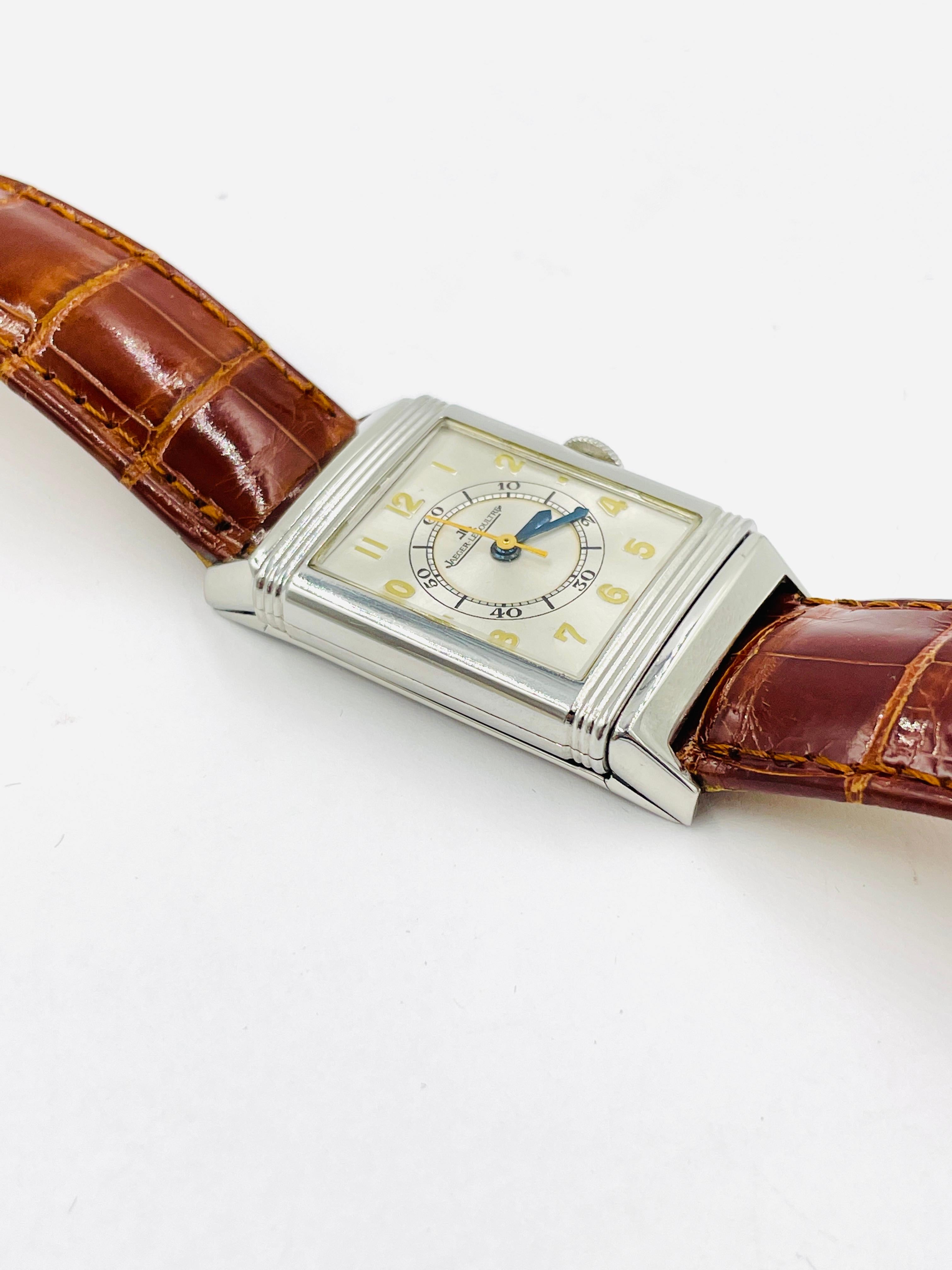 Jaeger LeCoultre Reverso Stahlarmbanduhr, Vintage im Zustand „Gut“ in Los Angeles, CA