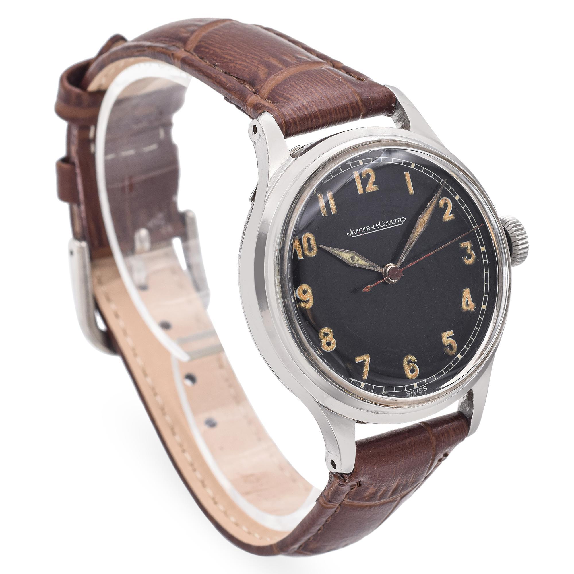 Vintage Jaeger-LeCoultre Stainless Steel Hand Wind Men's Watch In Good Condition In New York, NY
