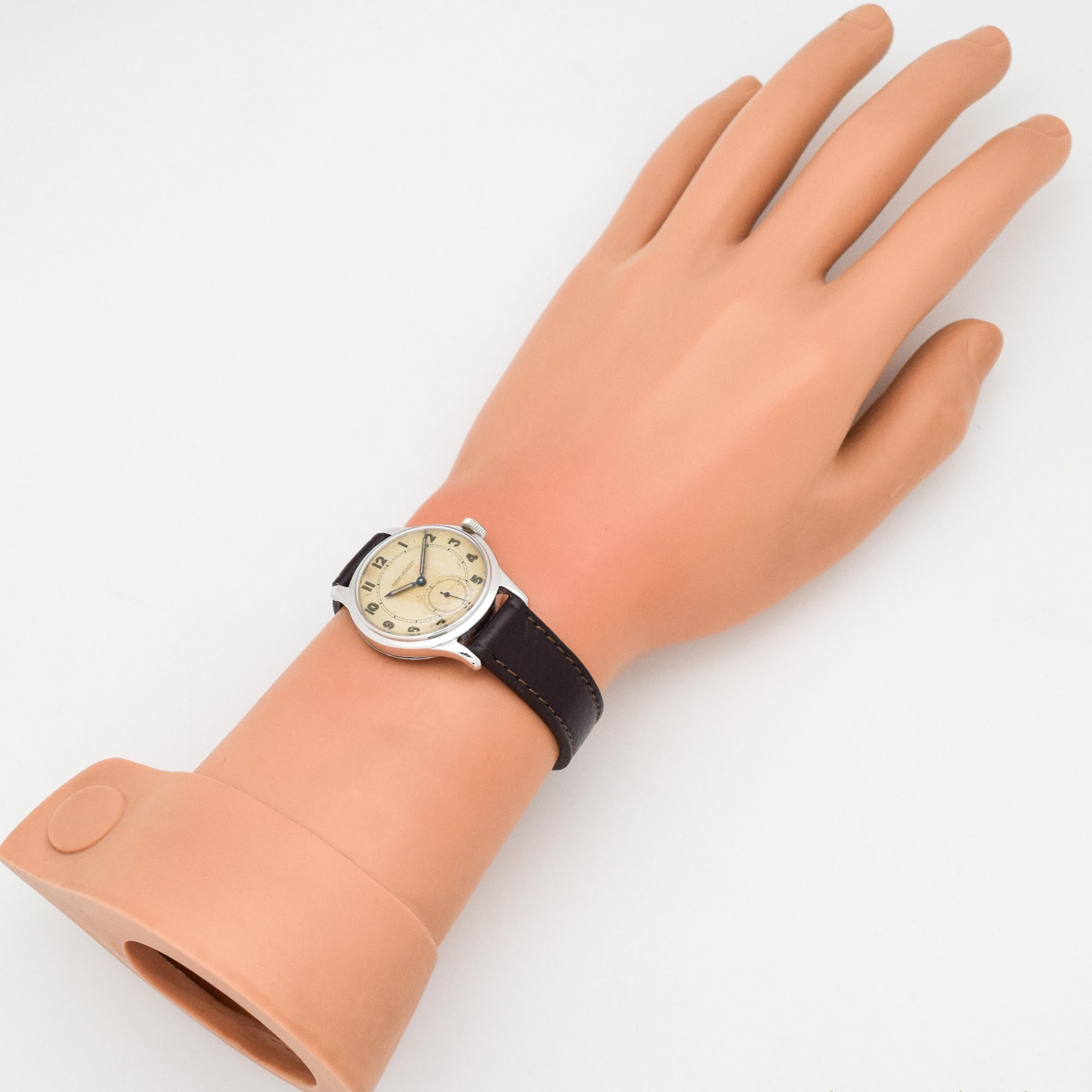 Women's or Men's Vintage Jaeger-LeCoultre Stainless Steel Watch, 1940s For Sale