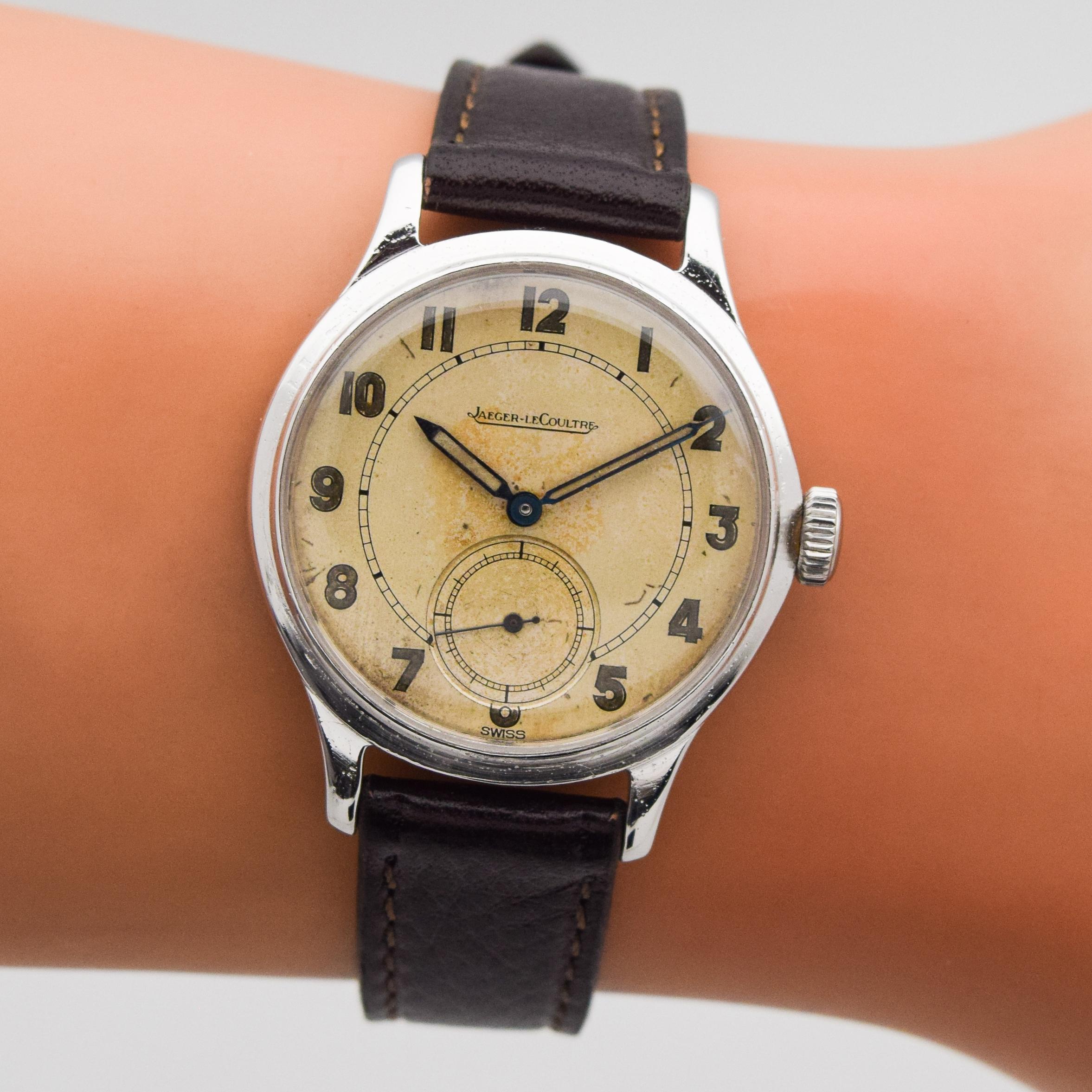 Vintage Jaeger-LeCoultre Stainless Steel Watch, 1940s For Sale 1