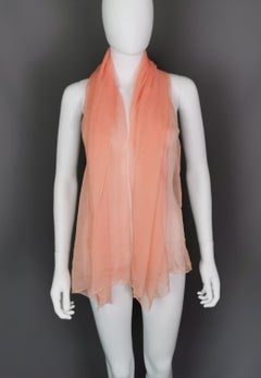 Vintage Jaeger peach silk chiffon scarf, long