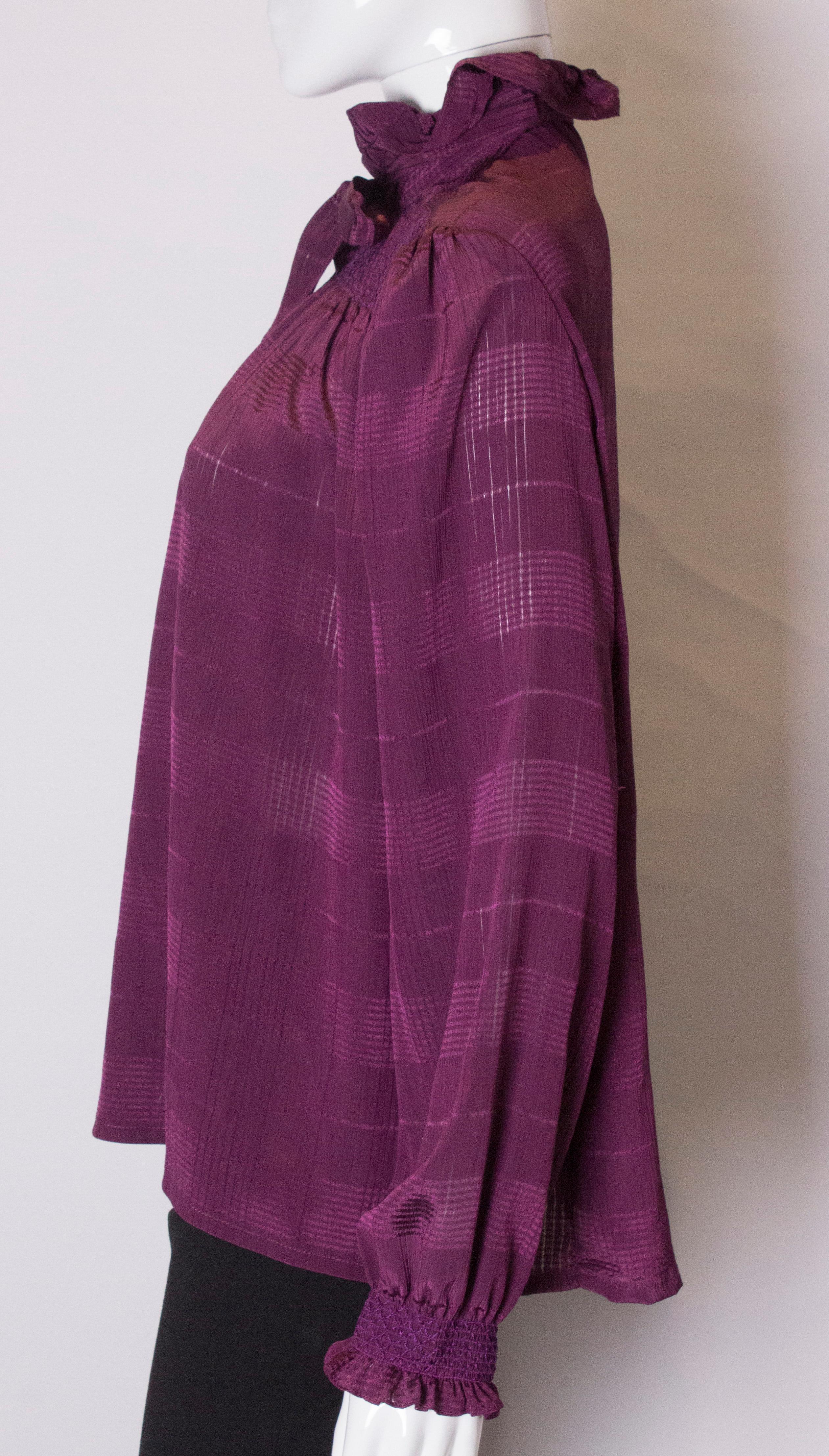 Vintage Jaeger Purple Blouse In Good Condition For Sale In London, GB