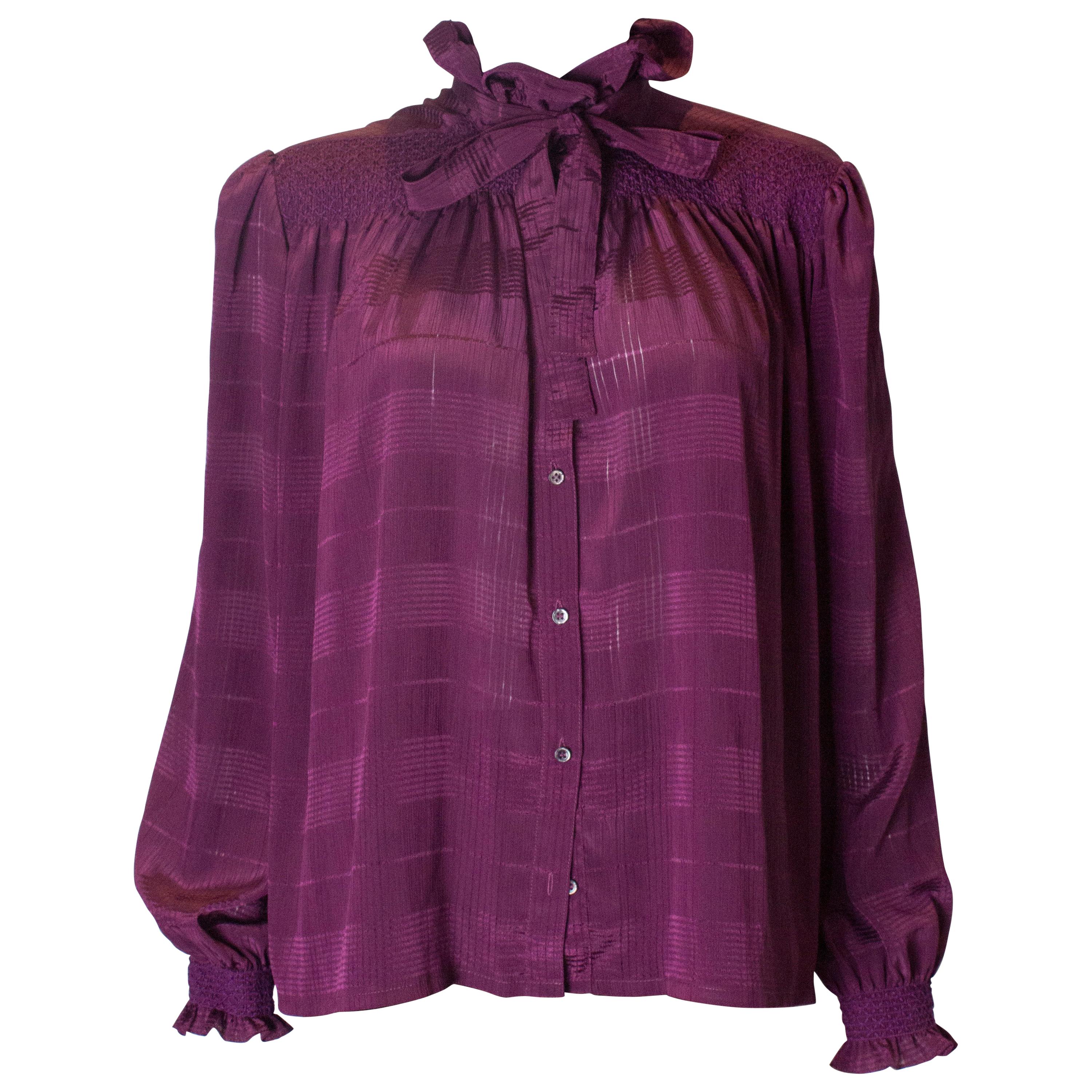 Vintage Jaeger Purple Blouse For Sale