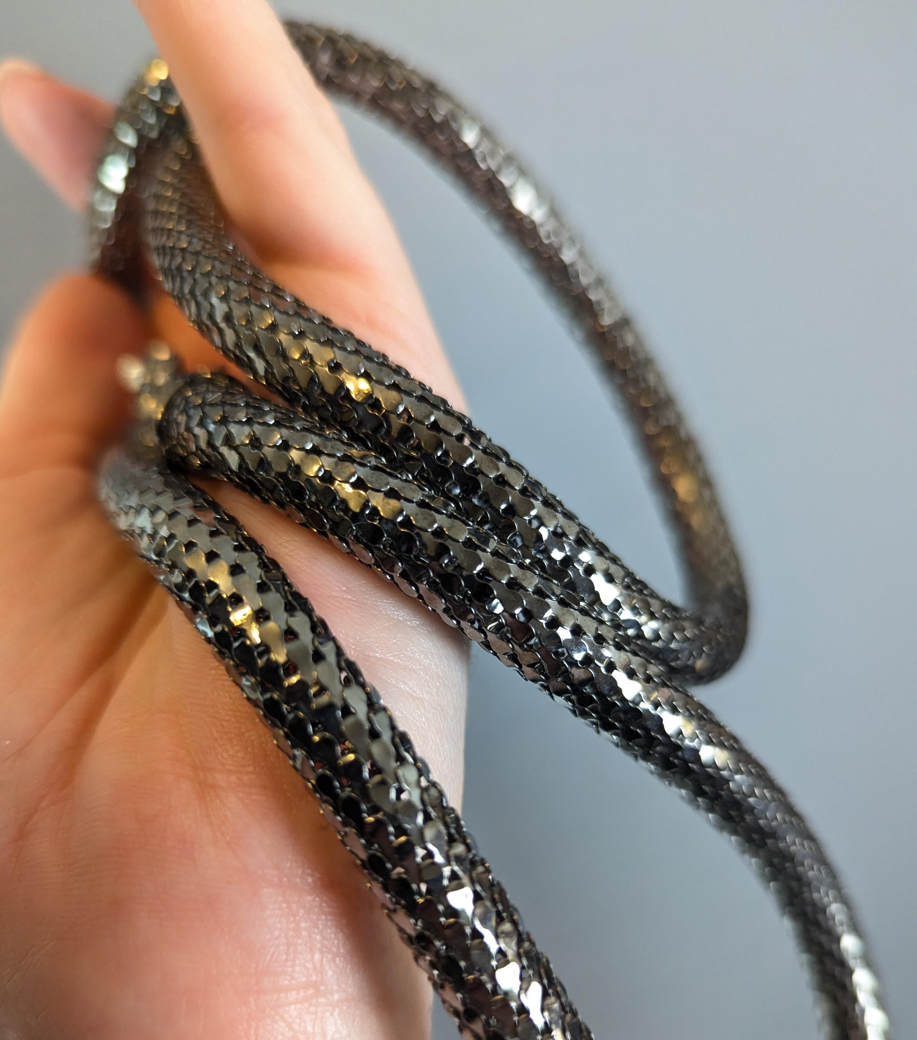 Cinturón vintage Jaeger diseño serpiente, Gunmetal y Diamanté en venta 5