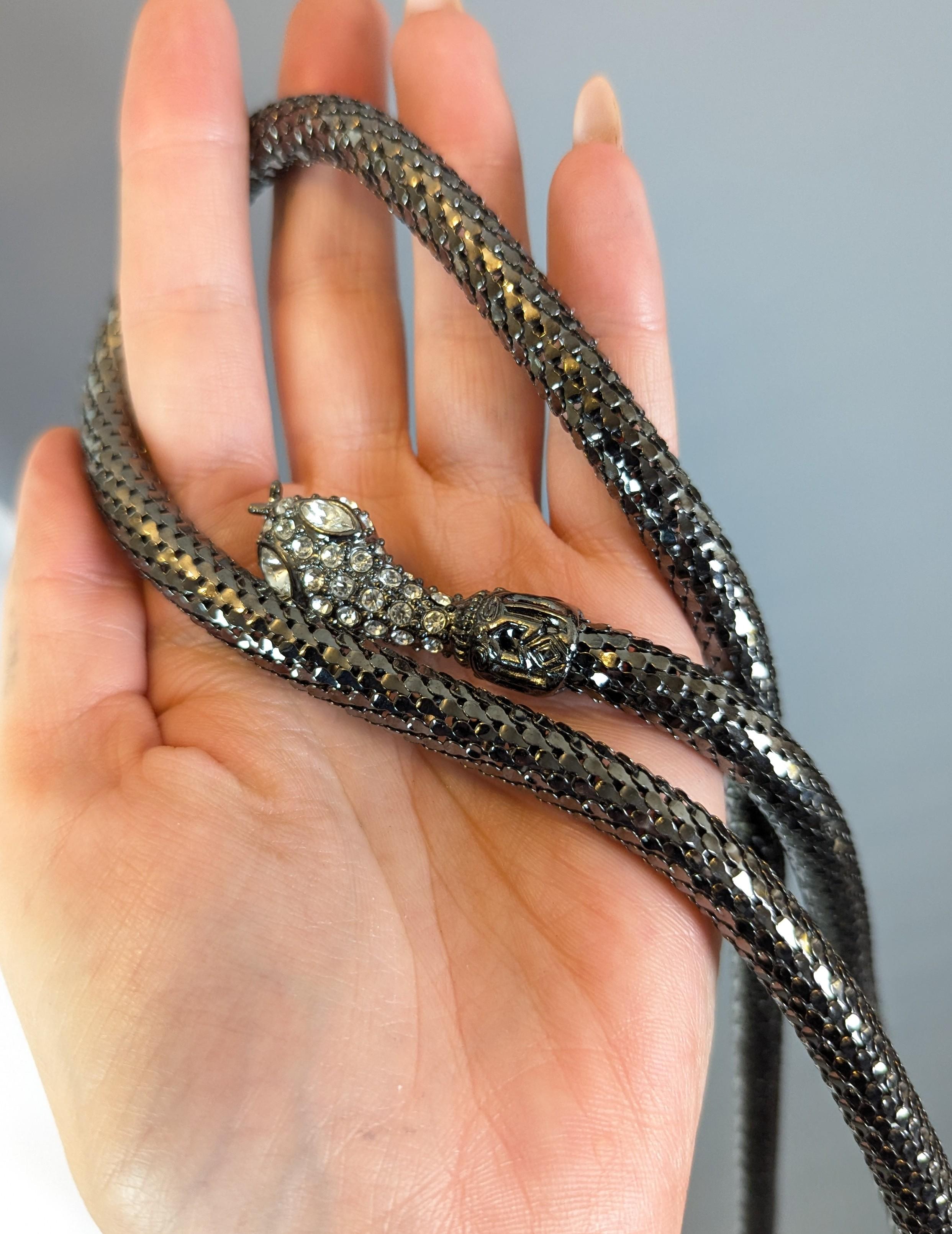 Cinturón vintage Jaeger diseño serpiente, Gunmetal y Diamanté en venta 6