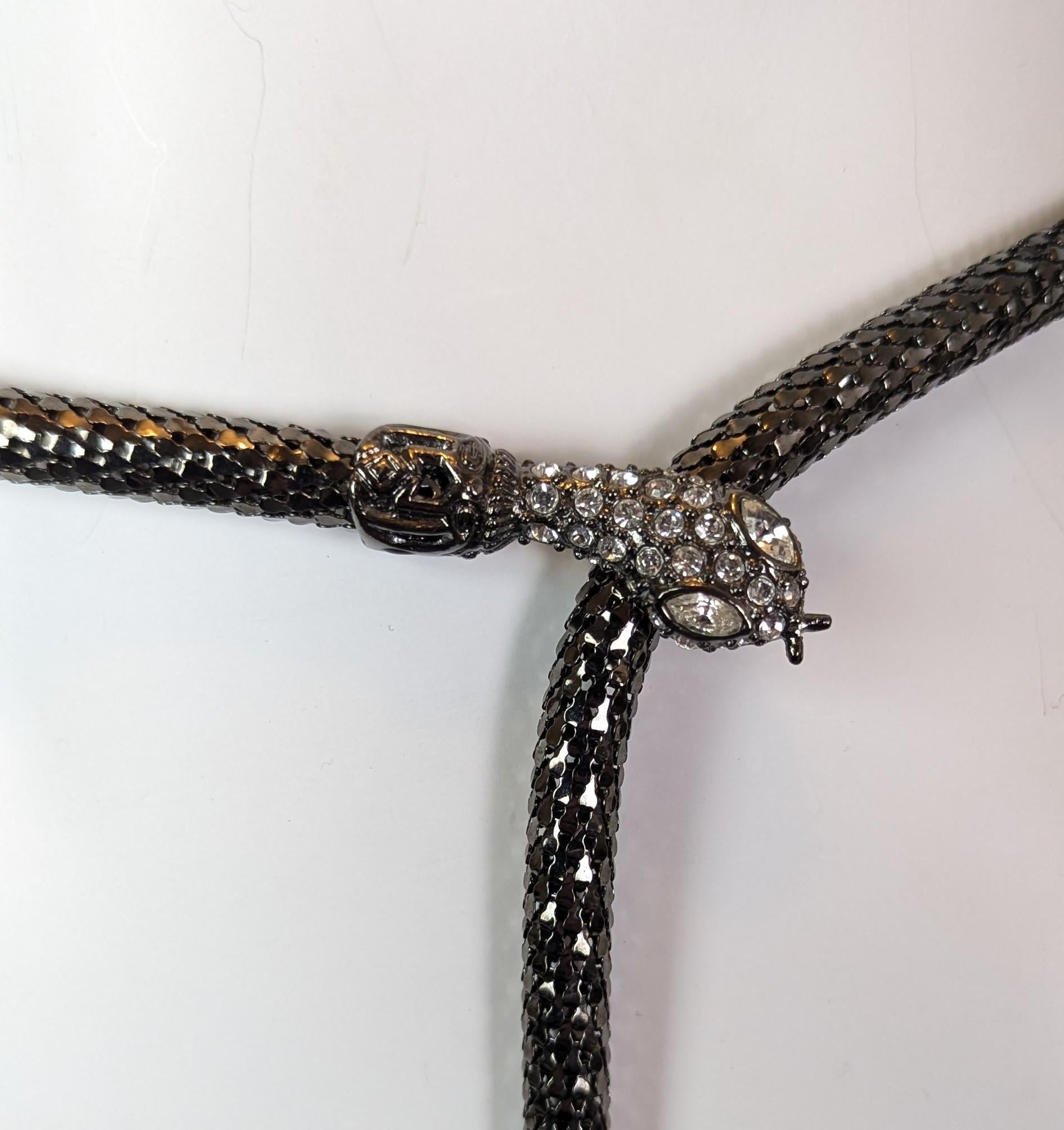 Cinturón vintage Jaeger diseño serpiente, Gunmetal y Diamanté Gris en venta