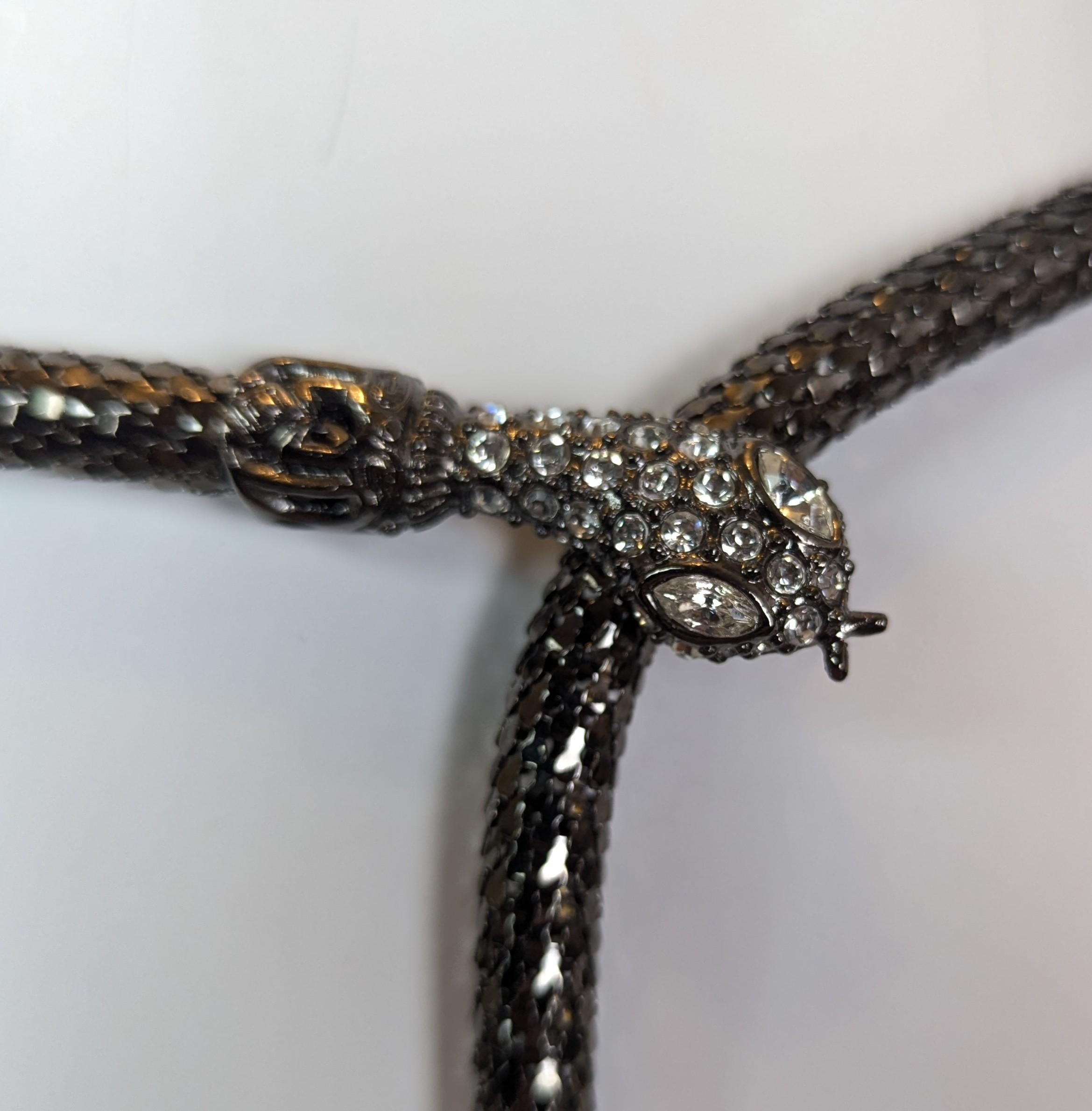De las mujeres Cinturón vintage Jaeger diseño serpiente, Gunmetal y Diamanté en venta