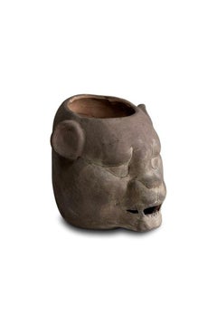 Jaguar Head Pot of Pre-Columbian Zoomorphic Ceramics Style from Tabasco