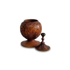 Mid-Century Arts & Crafts Hand-Carved Wooden Lidded Vessel