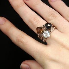 Vintage JAI By John Hardy Sterling Silver Tri Checkerboard-Cut Gemstone Ring