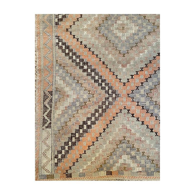 Vintage Jajim handcrafted circa 1960’s.

9’2″ x 5’6″

 

k6376

 

Jajim is a thin, handmade carpet full of pattern and woven horizontally. The name is derived from the compound word “Jiji” meaning beautiful and full of figures. The history of Jajim