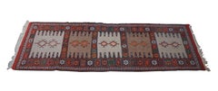 Vintage Jajim Ghoochan Hand Woven Geometric Kilim Rug Runner Carpet Mat 74"