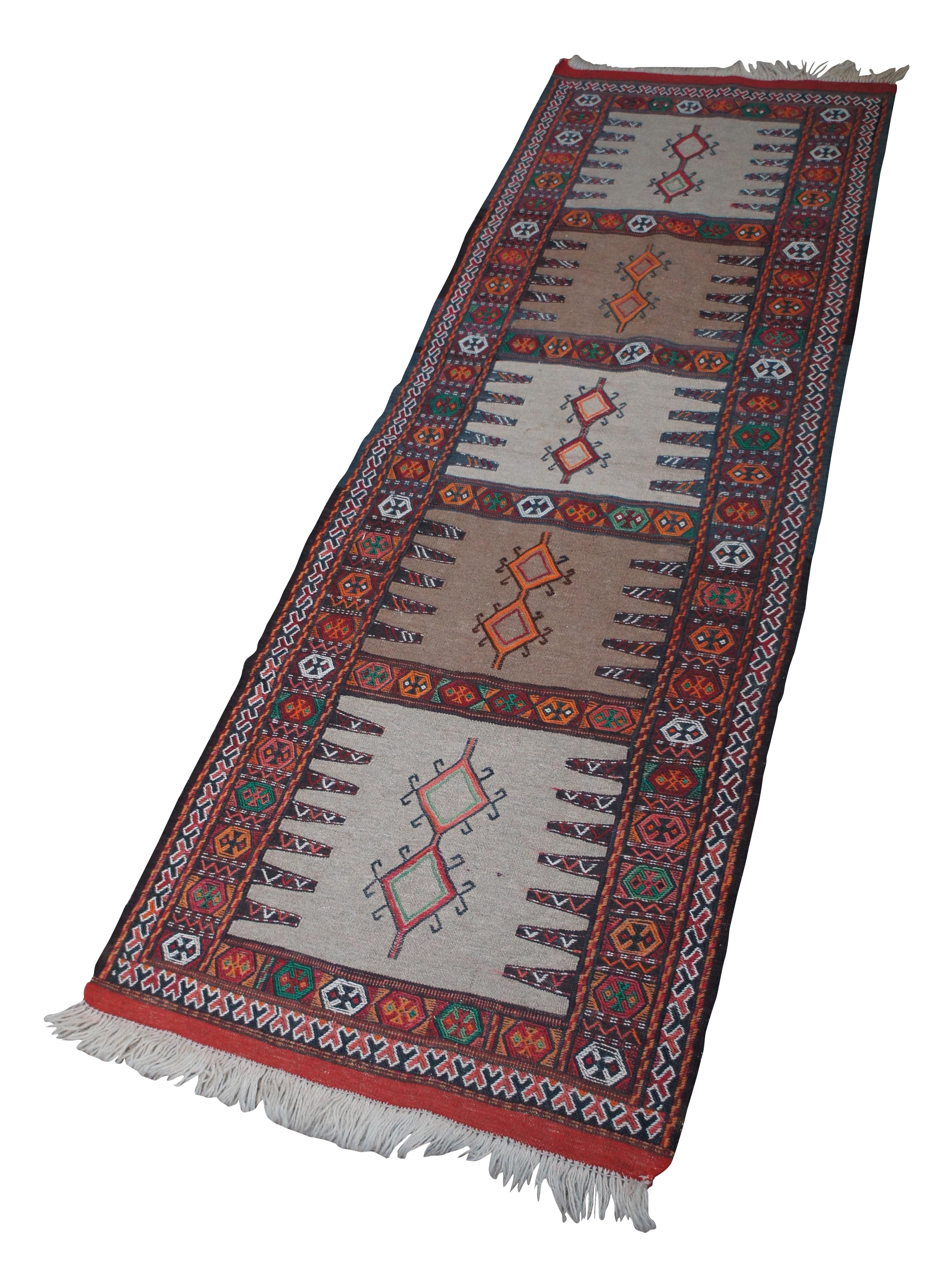 Vintage Jajim Ghoochan Hand Woven Geometric Kilim Rug Runner Carpet Mat 74