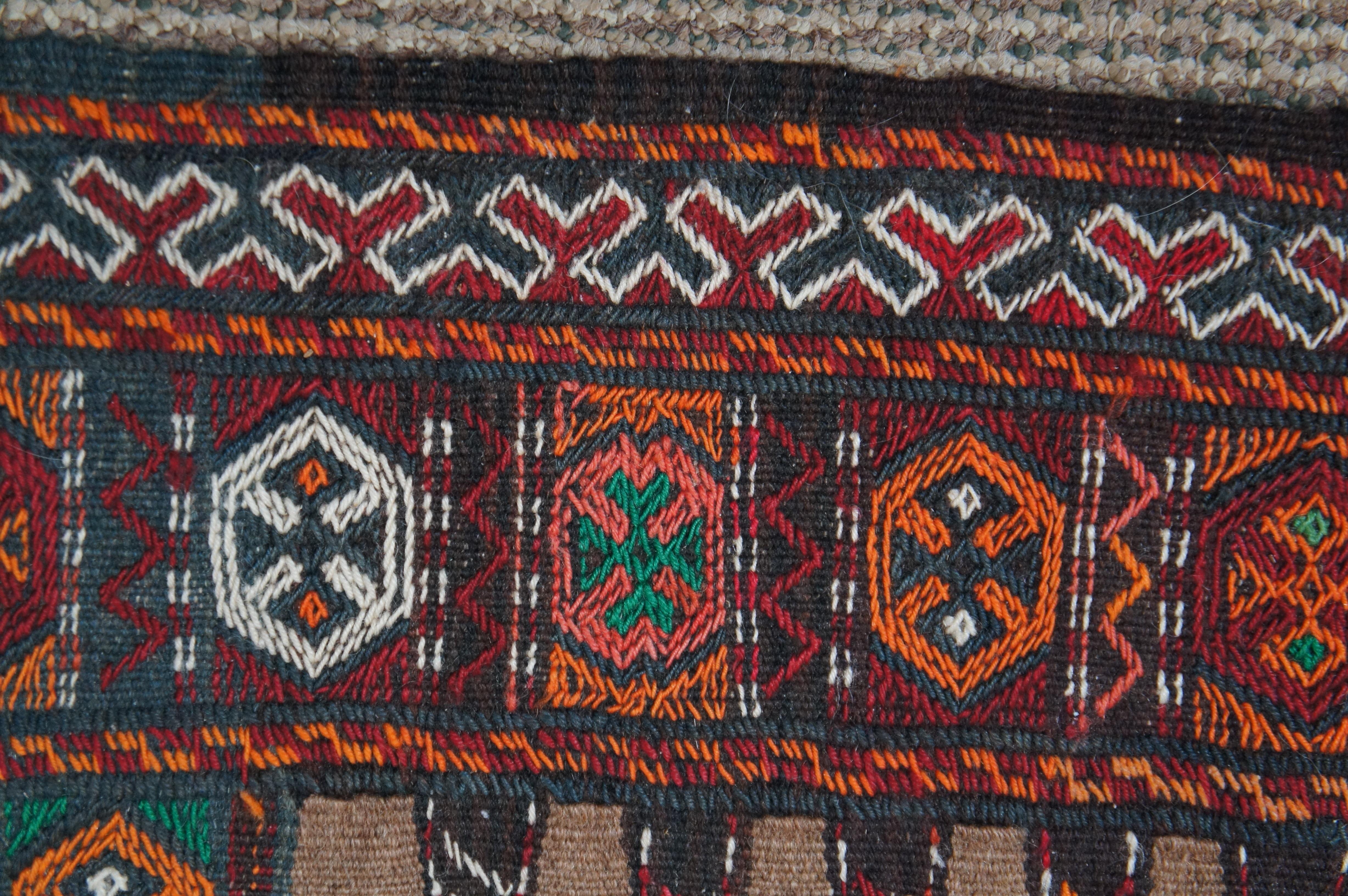 Textile Vintage Jajim Ghoochan Hand Woven Geometric Kilim Rug Runner Carpet Mat 74