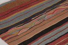 Vintage Jajim Kilim, Earth-Toned Striped Tribal Rug