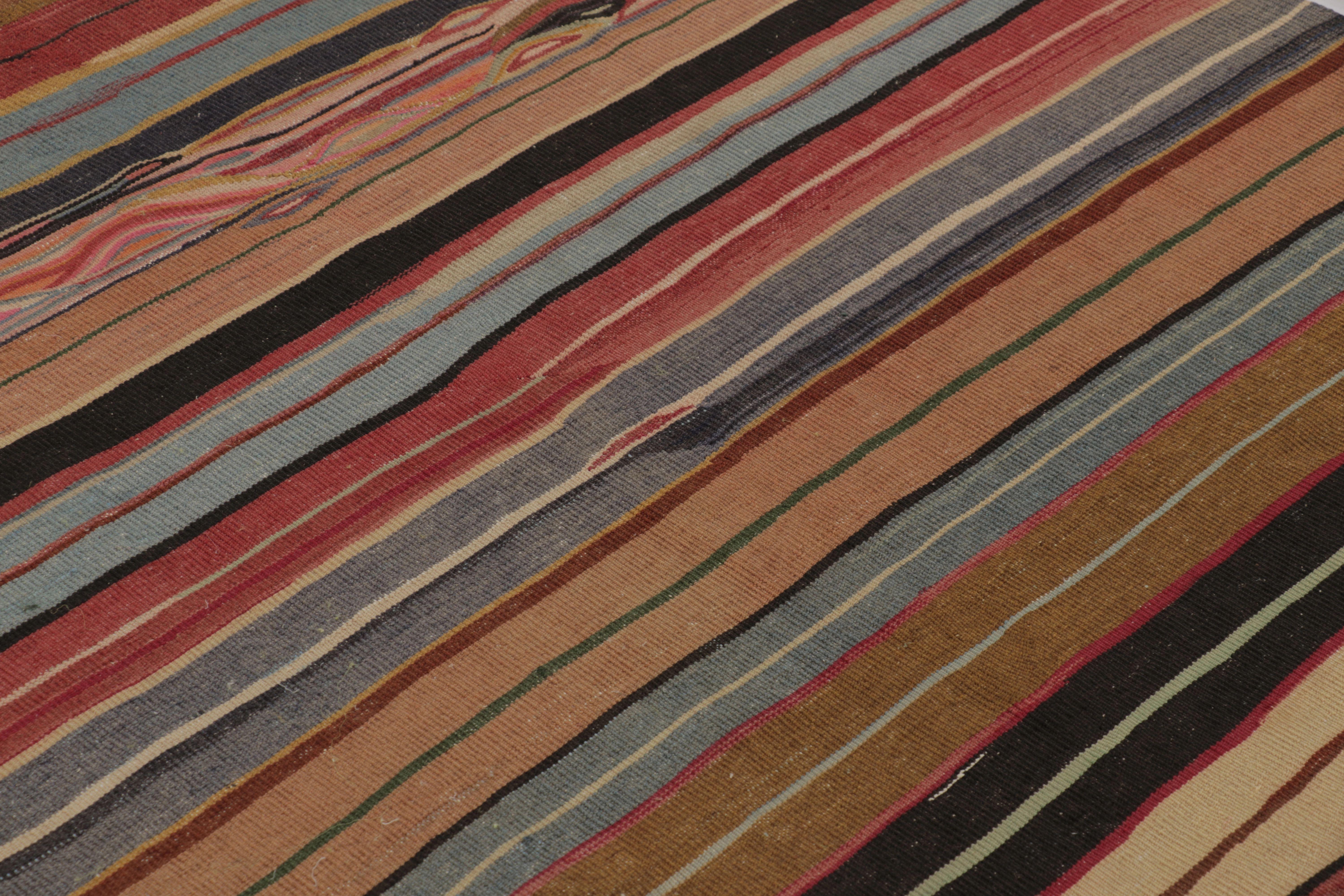 Vintage Jajim Kilim, gestreifter Stammesteppich in Erdtönen (Kelim) im Angebot