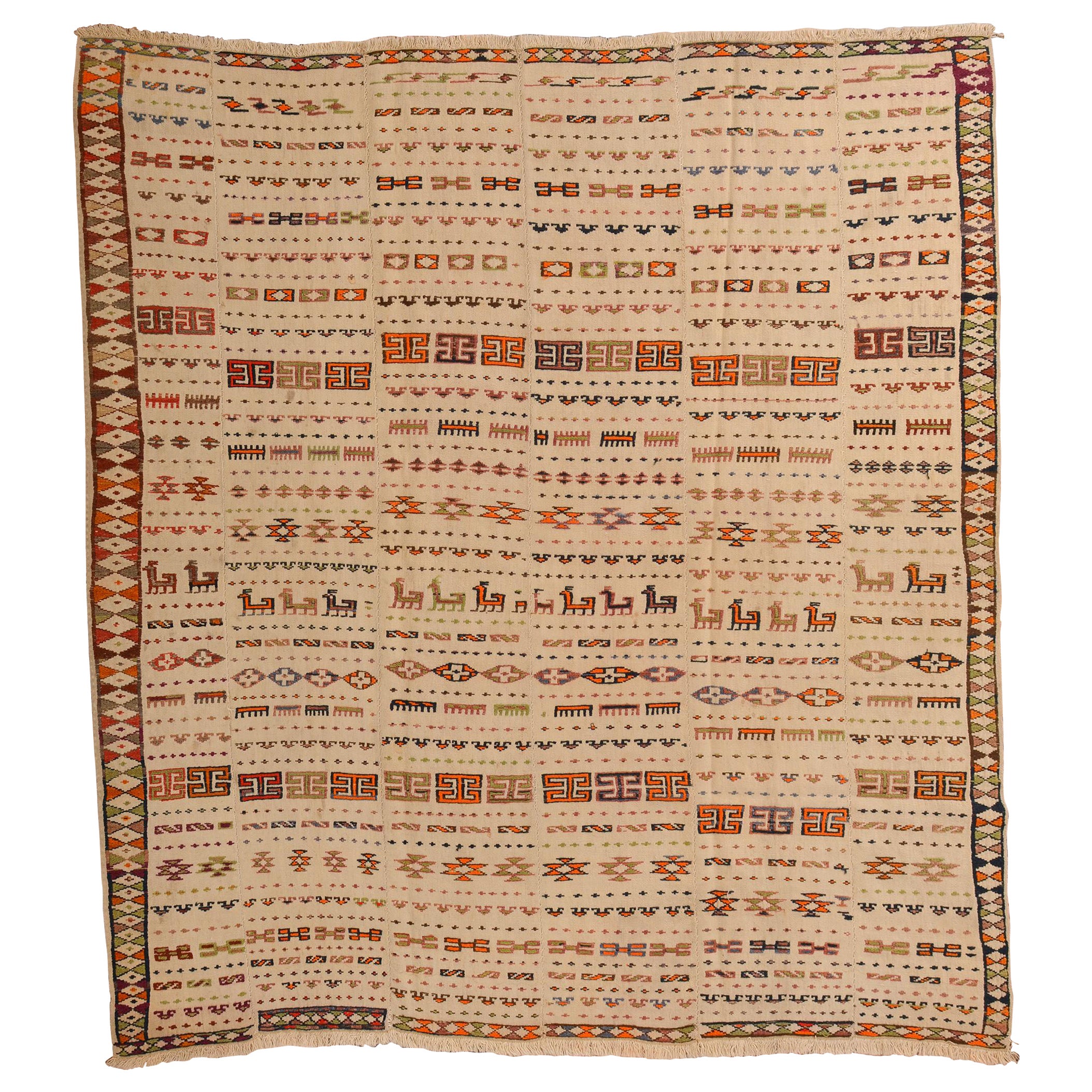 Jajim oder Cicim Vintage-Teppich von KURDESTAN, auch als Sofabezug
