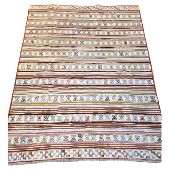 Vintage Jajim Pattern Stripe 7’5″ x 5’8″ For Sale