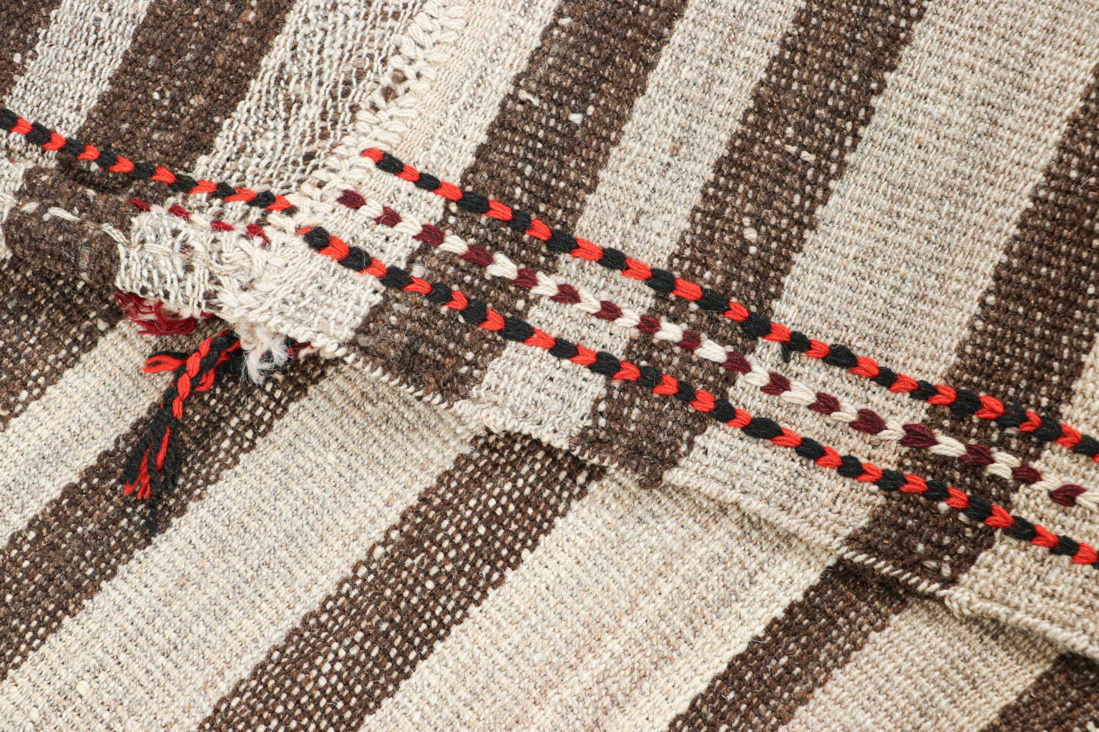 Vintage Jajim Qashqai Persian Kilim Black and Off-White Stripe - Rug & Kilim For Sale 1