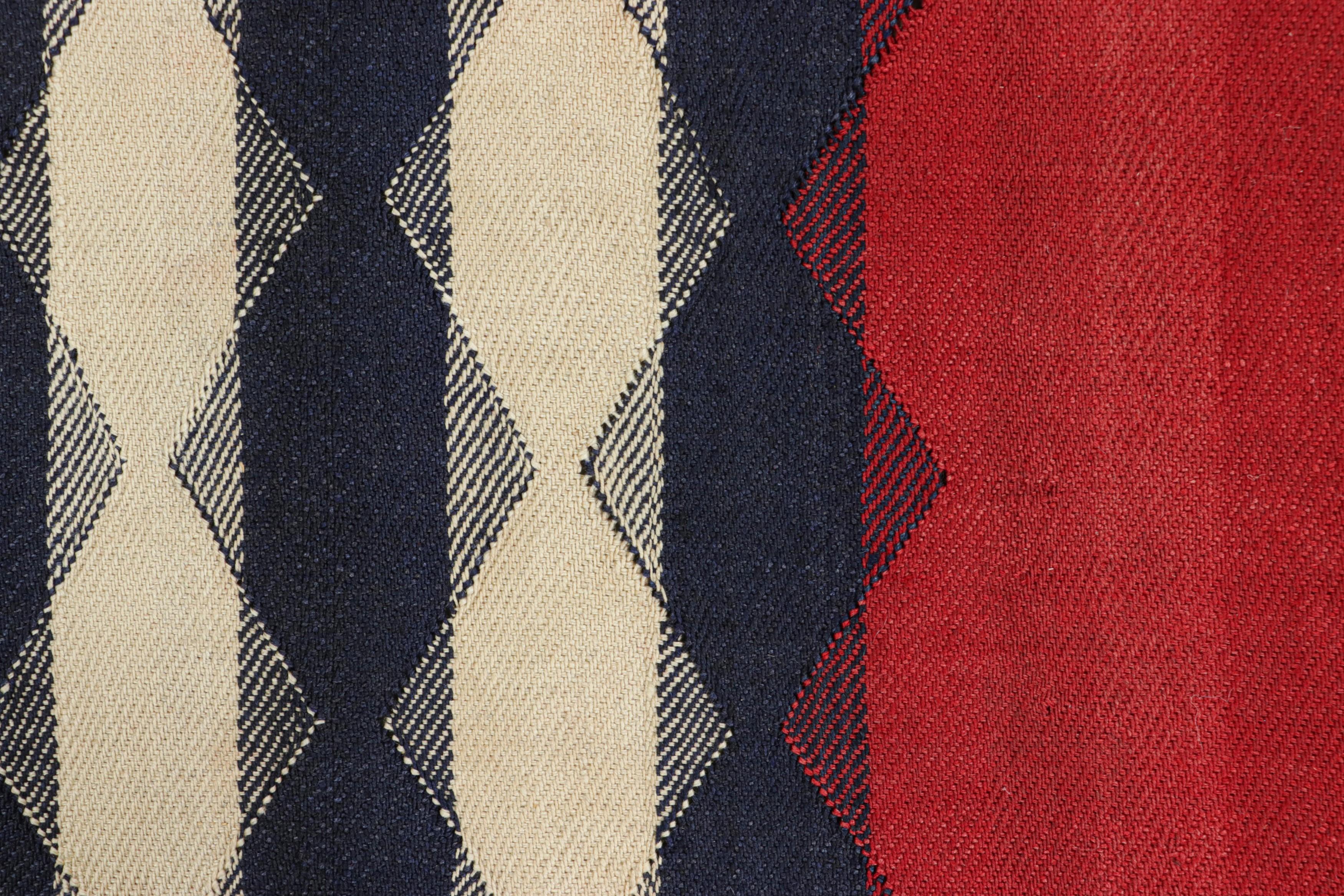 Tribal Vintage Jajim Qashqai Persian Kilim in Red, Blue, and Ivory Tones - Rug & Kilim For Sale
