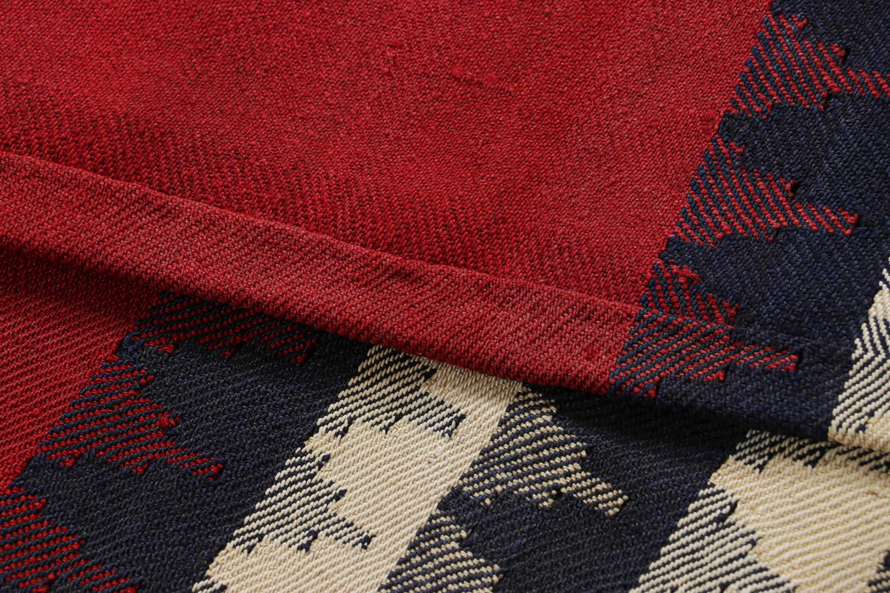 Wool Vintage Jajim Qashqai Persian Kilim in Red, Blue, and Ivory Tones - Rug & Kilim For Sale