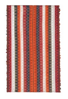 Vintage Jajim Qashqai Persian Kilim in Vibrant Polychromatic Tones - Rug & Kilim