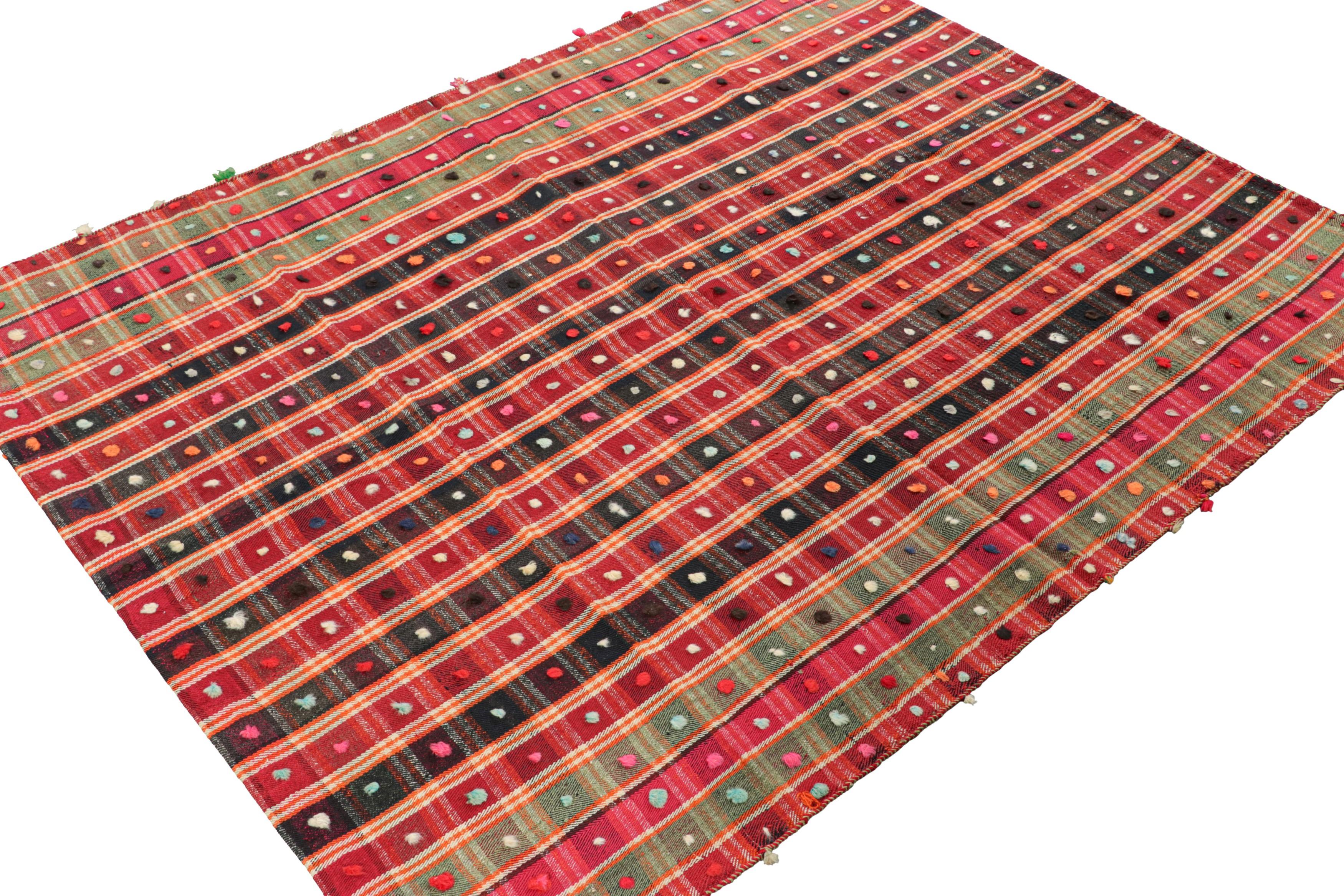 Vintage Jajim Qashqai Persischer Kilim mit bunten Punkten und Streifen - Rug & Kilim im Zustand „Gut“ im Angebot in Long Island City, NY