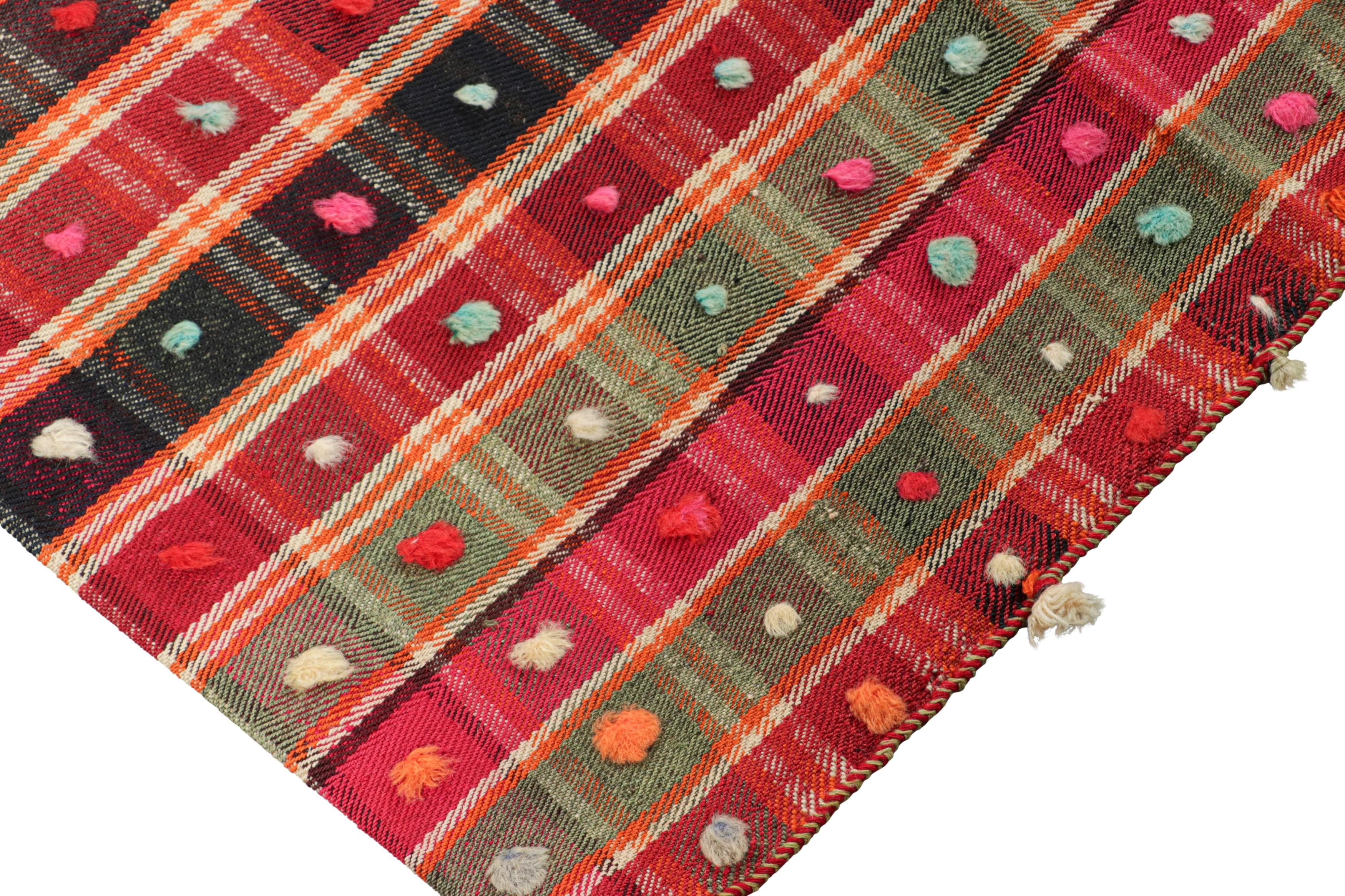 Vintage Jajim Qashqai Persischer Kilim mit bunten Punkten und Streifen - Rug & Kilim (Wolle) im Angebot